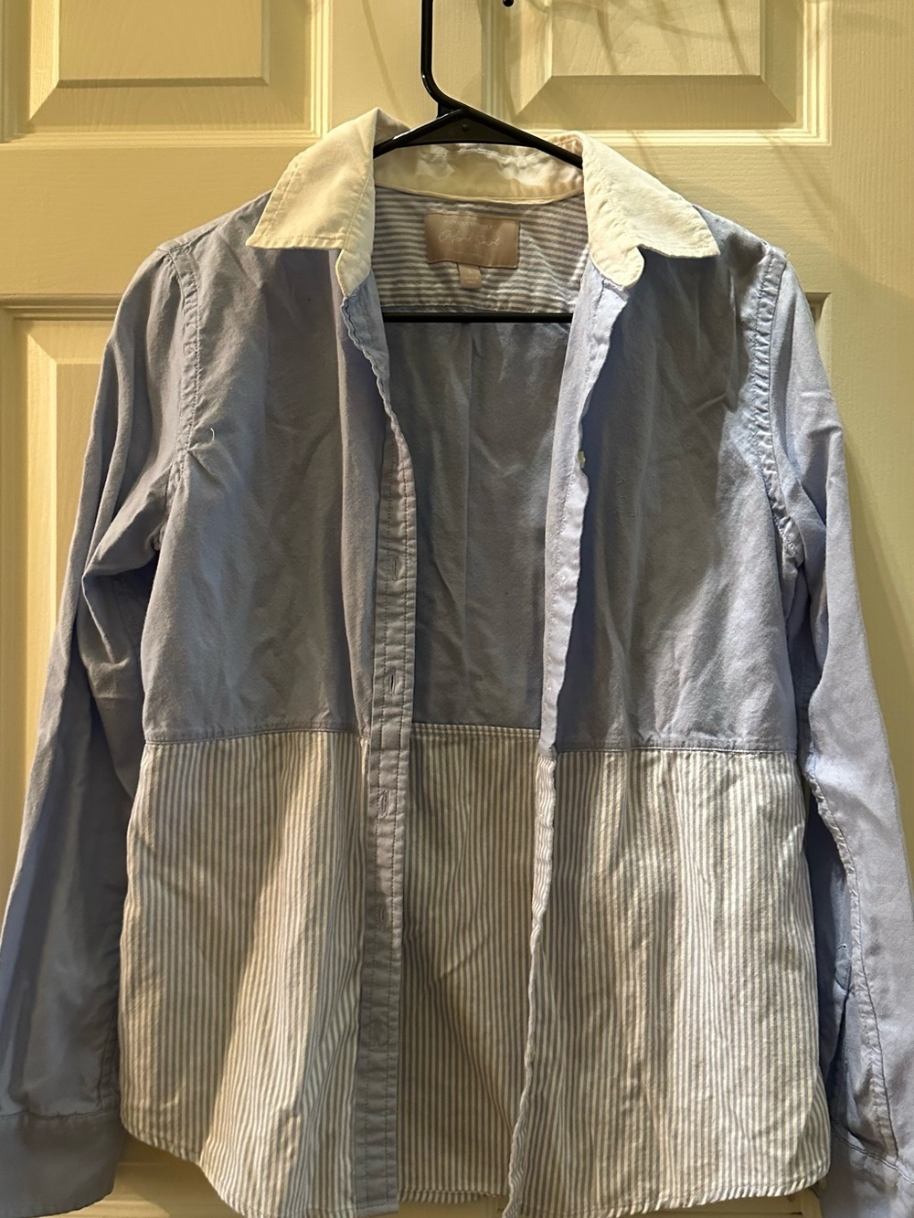 Banana Republic Light Blue and White Panel Shirt Jacket